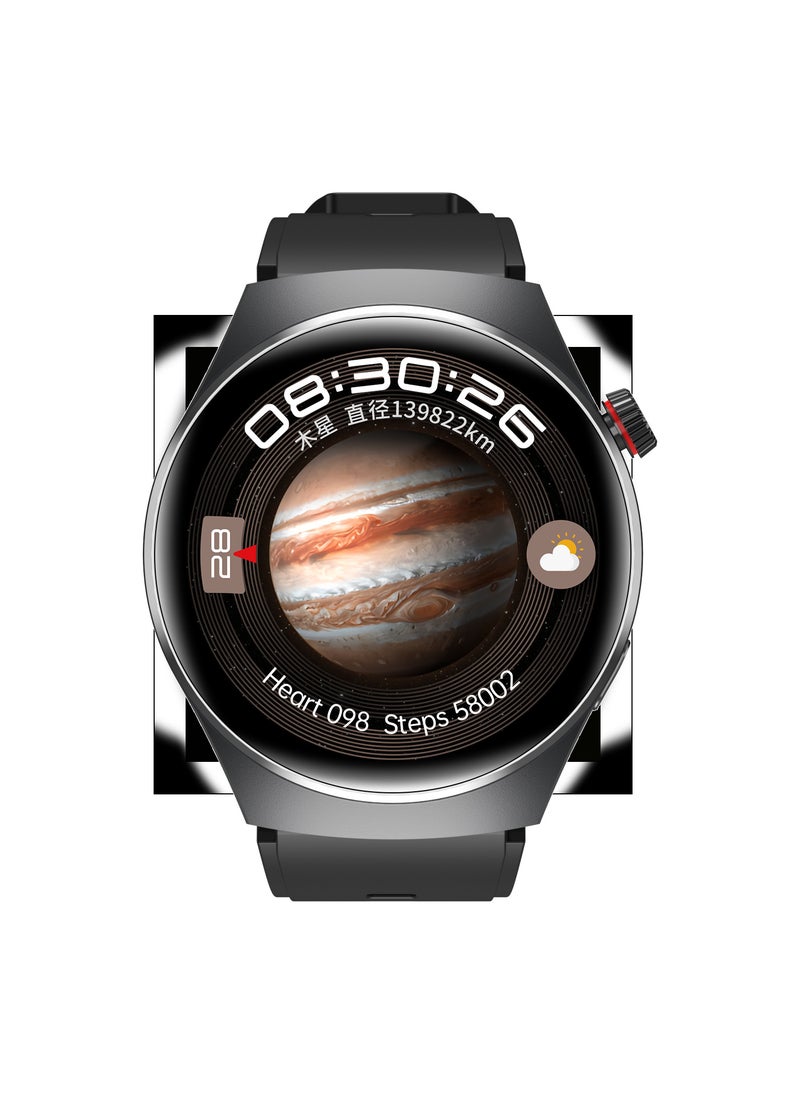 Multifunctional Smartwatch NFC GPS Health Talk Standard black silicone strap