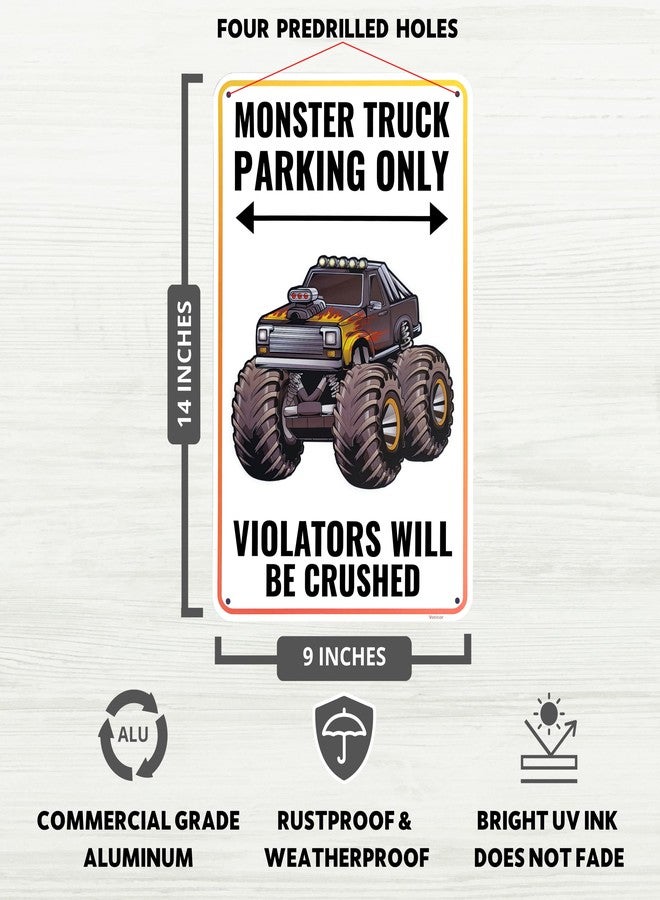 Venicor Monster Truck Sign - 9 x 14 Inches - Aluminum - Monster Truck Room Decor for Boys - Monster Truck Birthday Party Supplies Jam Stickers Wall Decals Decorations - Image 2