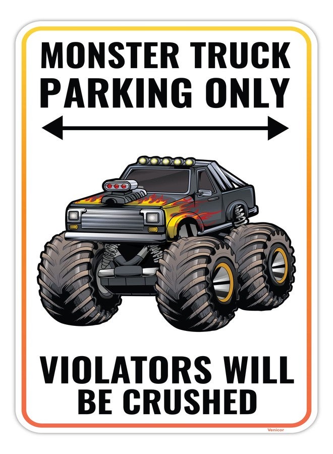 Venicor Monster Truck Sign - 9 x 14 Inches - Aluminum - Monster Truck Room Decor for Boys - Monster Truck Birthday Party Supplies Jam Stickers Wall Decals Decorations - Image 1