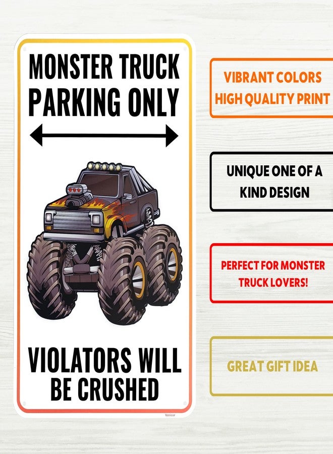 Venicor Monster Truck Sign - 9 x 14 Inches - Aluminum - Monster Truck Room Decor for Boys - Monster Truck Birthday Party Supplies Jam Stickers Wall Decals Decorations - Image 3