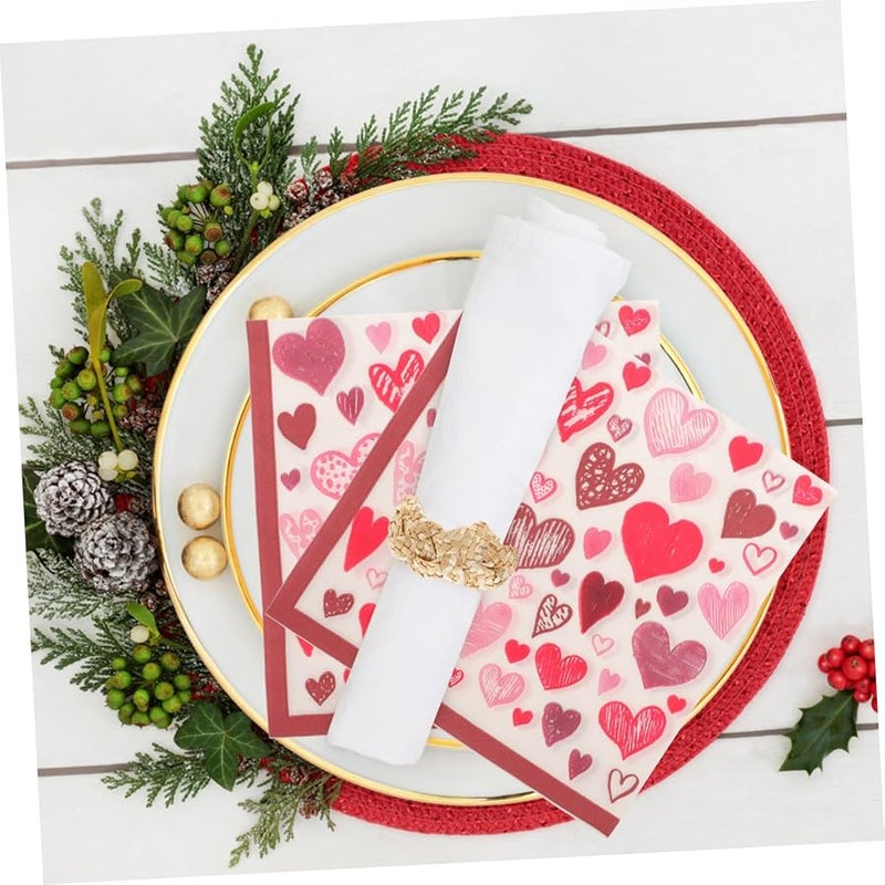 Pink Heart Shaped Paper Napkins 40 Sheets For Wedding Anniversary Birthday Party - Image 4