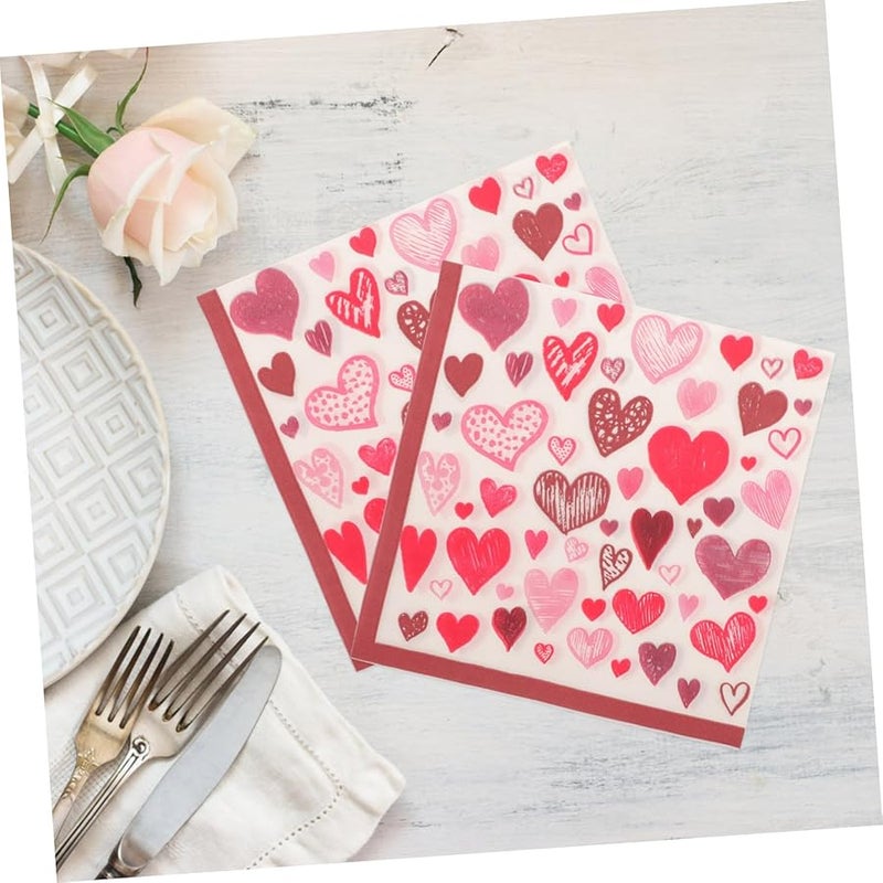 Pink Heart Shaped Paper Napkins 40 Sheets For Wedding Anniversary Birthday Party - Image 5
