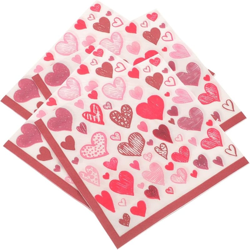 Pink Heart Shaped Paper Napkins 40 Sheets For Wedding Anniversary Birthday Party - Image 2