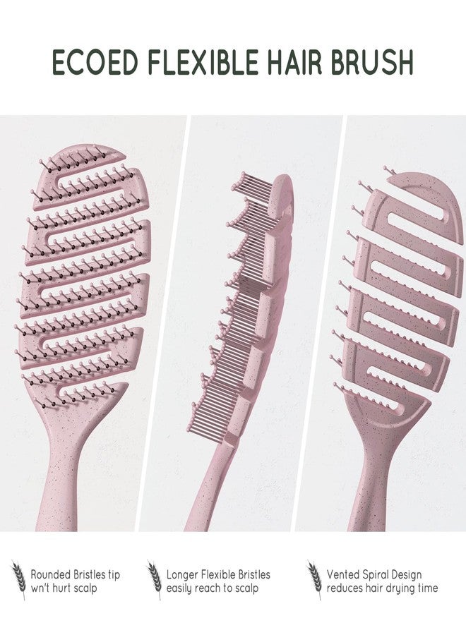 Ecoed Detangler Brush, Vented Detangling Brush for Curly, Thick, and Straight Hair, Quick Smoothing for Women and Men, Eco-Friendly & Sustainable Material (Pink) - Image 4