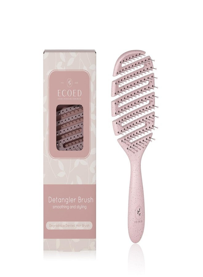 Ecoed Detangler Brush, Vented Detangling Brush for Curly, Thick, and Straight Hair, Quick Smoothing for Women and Men, Eco-Friendly & Sustainable Material (Pink) - Image 1