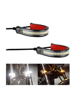 2Pcs Motorcycle LED Turn Signal Light Adjustable Switchback Dual Color White Amber Fork Blinkers Universal Daytime Running Waterproof Signals for