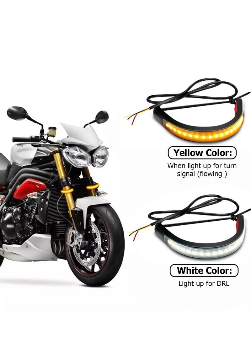 SYOSI - 2Pcs Motorcycle LED Turn Signal Light Adjustable Switchback Dual Color White Amber Fork Blinkers Universal Daytime Running Waterproof Signals for - Image 1