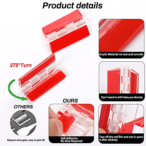Sliverdew 12 Pcs Acrylic Self Adhesive Small Transparent Continuous Hinge Tools for Cabinet Drawer Furniture DIY Display Stand 45x35 mm - Image 4