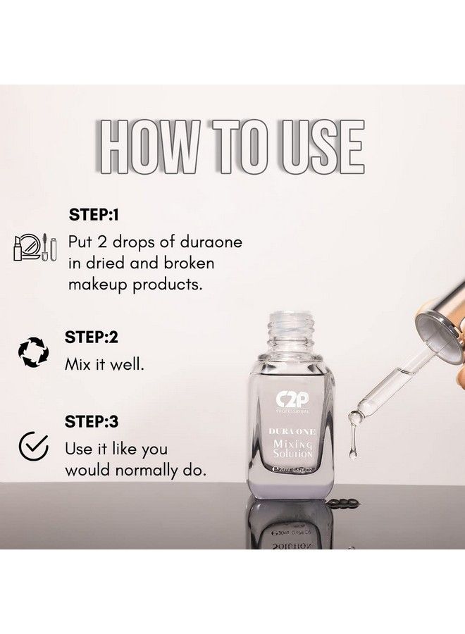 C2P PROFESSIONAL MAKEUP C2P Pro Duraone Makeup Fixer Mixing Liquid Solution 20ml | Fix Broken Makeup & Revive Dried Eyeliner, Mascara, Foundation & Concealer | Restore & Extend Life of Old Makeup Products - Image 4