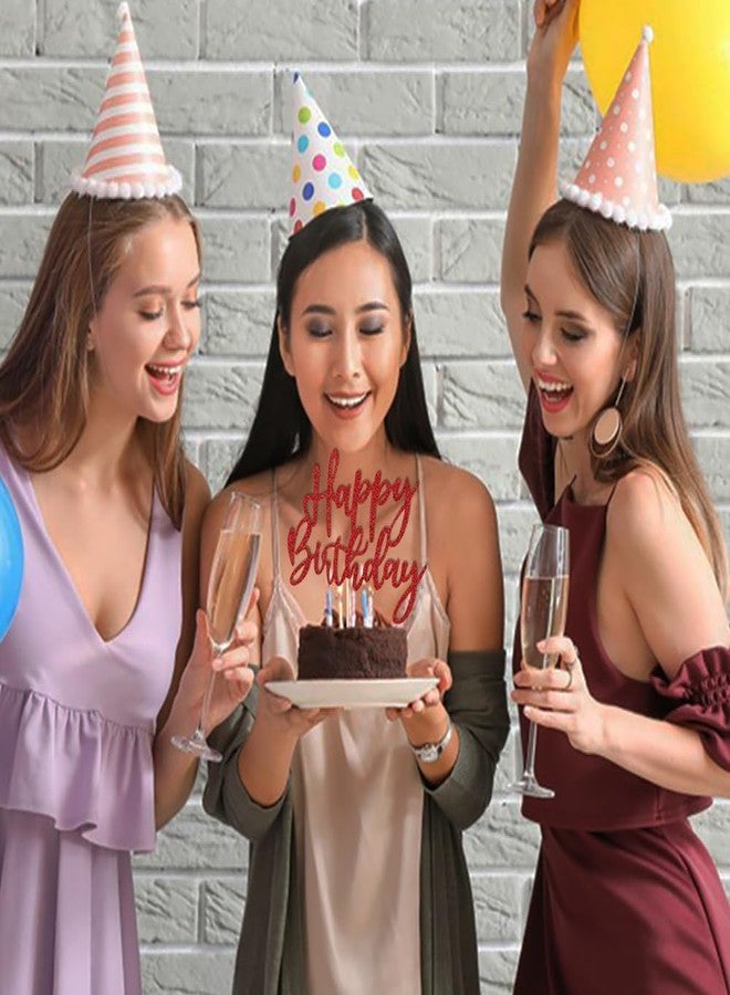 LVEUD Glitter Happy Birthday Cake Topper, Red, 1 Count, 8 Inches x 7 Inches, Glamorous Style, Suitable For Party Decoration, Birthday Occasion - Image 4
