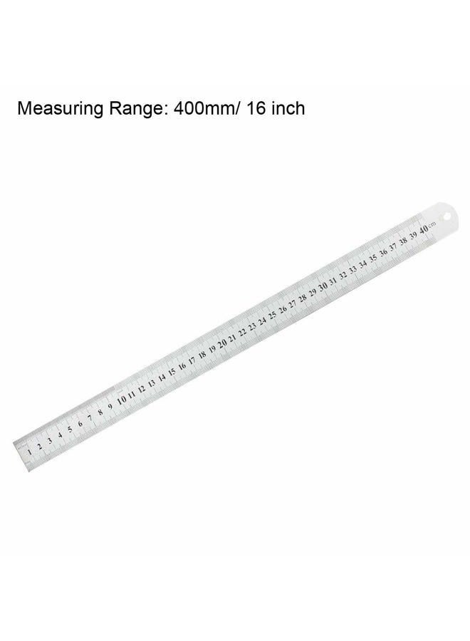 uxcell Straight Ruler 400mm 16 Inch Metric Stainless Steel Measuring Ruler Tool with Hanging Hole Inch & Centimeters Precision Drawing Ruler - Image 2