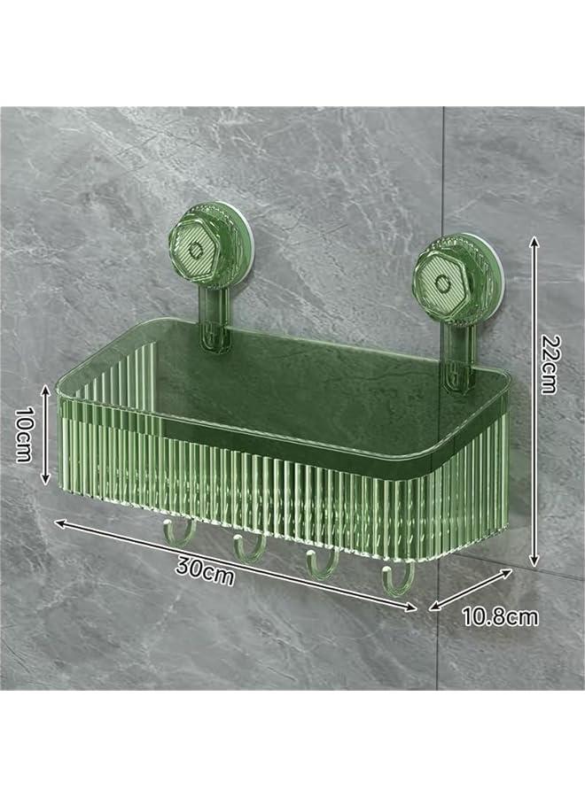 HOOKOR Shower Caddy, 2Pack No Drilling Bathroom Organizers and Storage Racks, Large Capacity Shower Organizer with Suction Cups, Removable Shower Shelves and Hooks for Kitchen, Wall Mounted,Green - Image 2