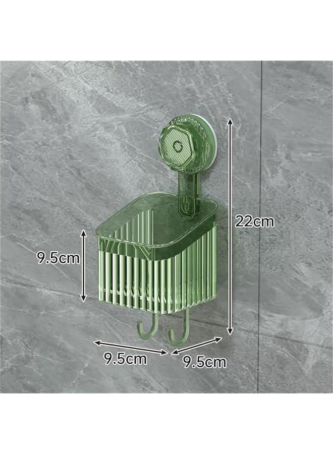 HOOKOR Shower Caddy, 2Pack No Drilling Bathroom Organizers and Storage Racks, Large Capacity Shower Organizer with Suction Cups, Removable Shower Shelves and Hooks for Kitchen, Wall Mounted,Green - Image 3
