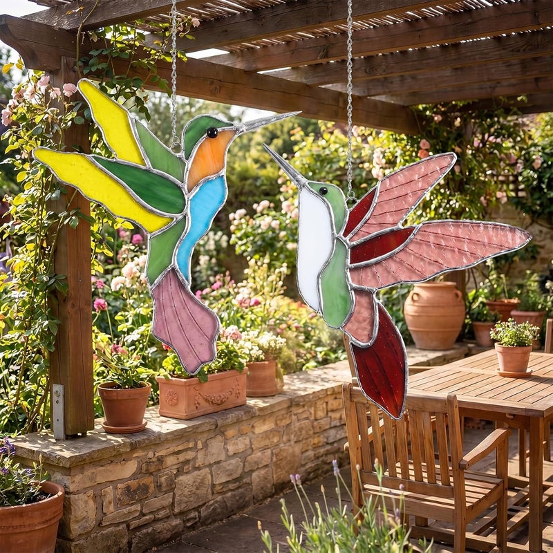 LemonRoad 2 Sets Unfinished Pre Cut Stained Glass Kits for Adult DIY Stained Glass Craft with Solder Wire, Flux Brush for Home Birthday Party Decor (Cute Hummingbird) - Image 5