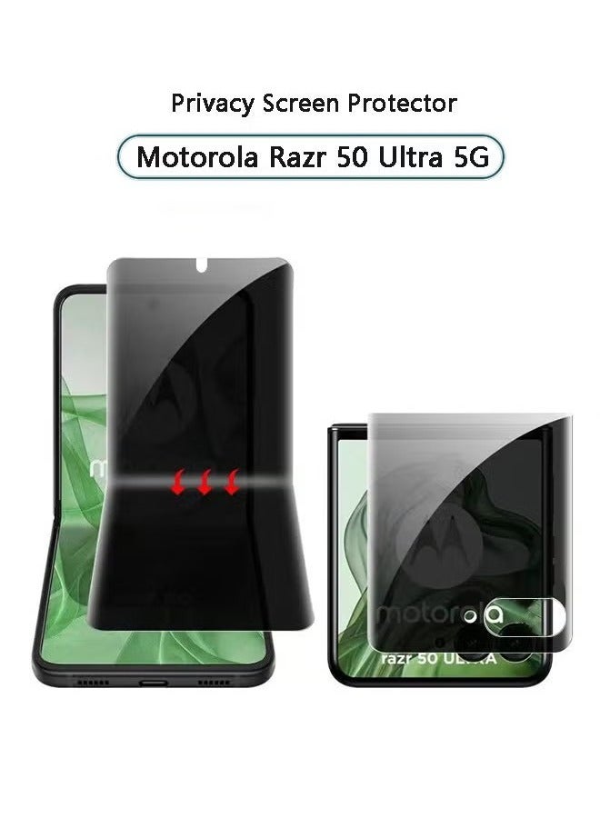 2 Pack Privacy Screen Protector for Motorola Razr 50 Ultra 5G (1 Pcs Front + 1 Outer), Anti-Spy Anti-Scratch Anti-Dust Tempered Glass Film Easy Installation  - Image 1