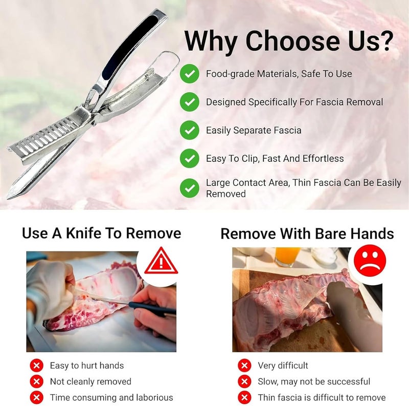 utvasro Rib Membrane Removal Tool,Stainless Steel Rib Prep Tool Membrane Remover,BBQ Rib Skinner with Arc Clamp & Non-Slip Grip for Easy Rib Prep,Dishwasher Safe & Easy Clean Kitchen Gadgets - Image 5