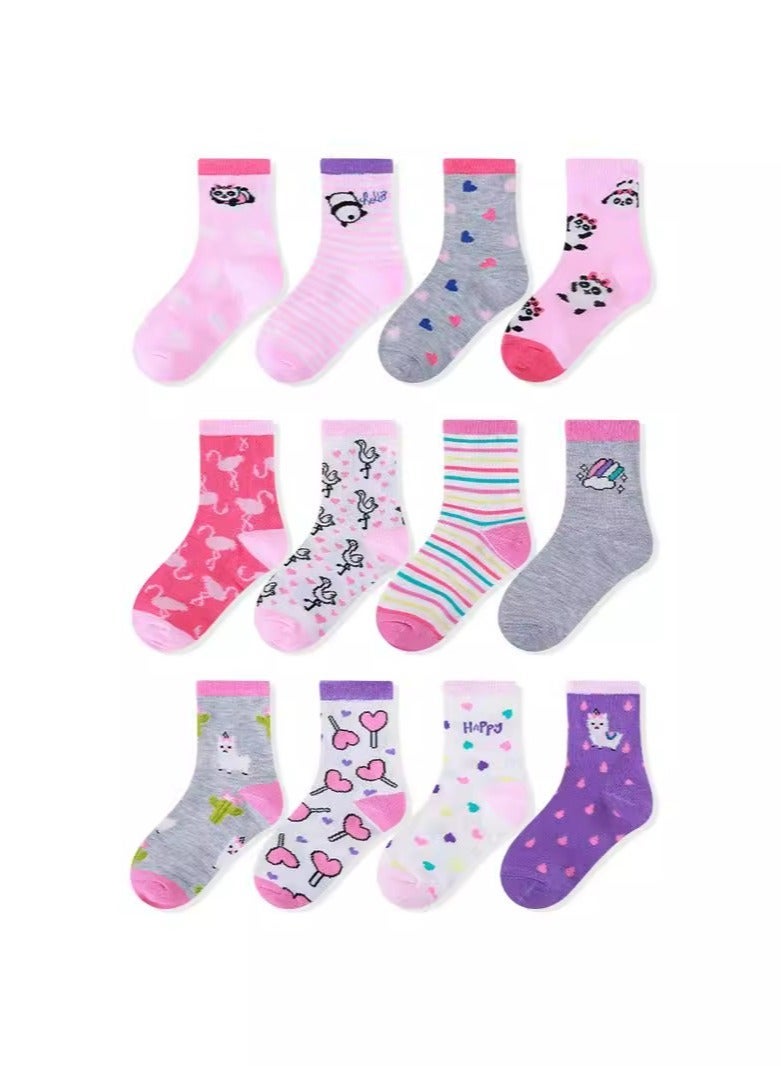 12 Pairs Of Cartoon Children's Socks Mid-Tube Socks - Image 1
