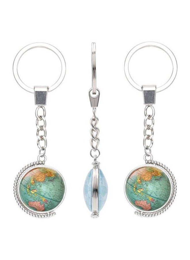 Double Side Rotate Globe Metalcasual Key Chain