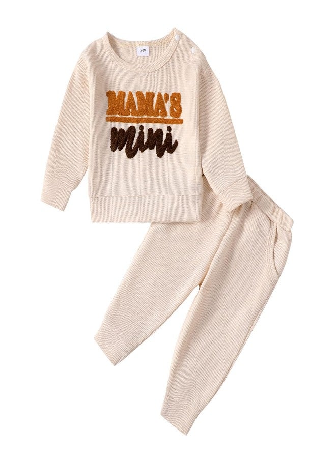 Mikrdoo 2T Girl Clothes Toddler 3T Baby Outfits Sweatshirt Top Pants Set Little Girl Clothes Fall Winter Clothing 2t-3t Apricot - Image 1