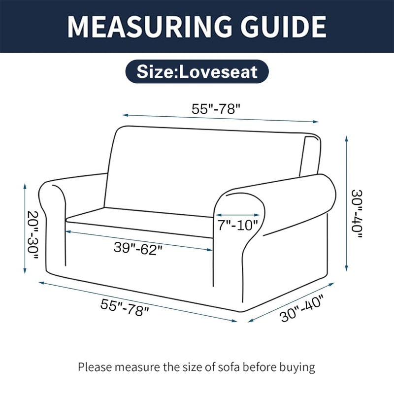 Cupuamon 2026 New Stretch Loveseat Sofa Slipcovers Couch Cover for 2 Cushion Furniture Protector Sofa Covers with Elastic Bottom Jacquard Fabric Small Checks for Pets, Kids - Riverside - Image 2
