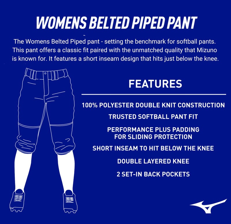 Mizuno Adult Women's Belted Piped Fastpitch Softball Pant, Black-White, Small - Image 4