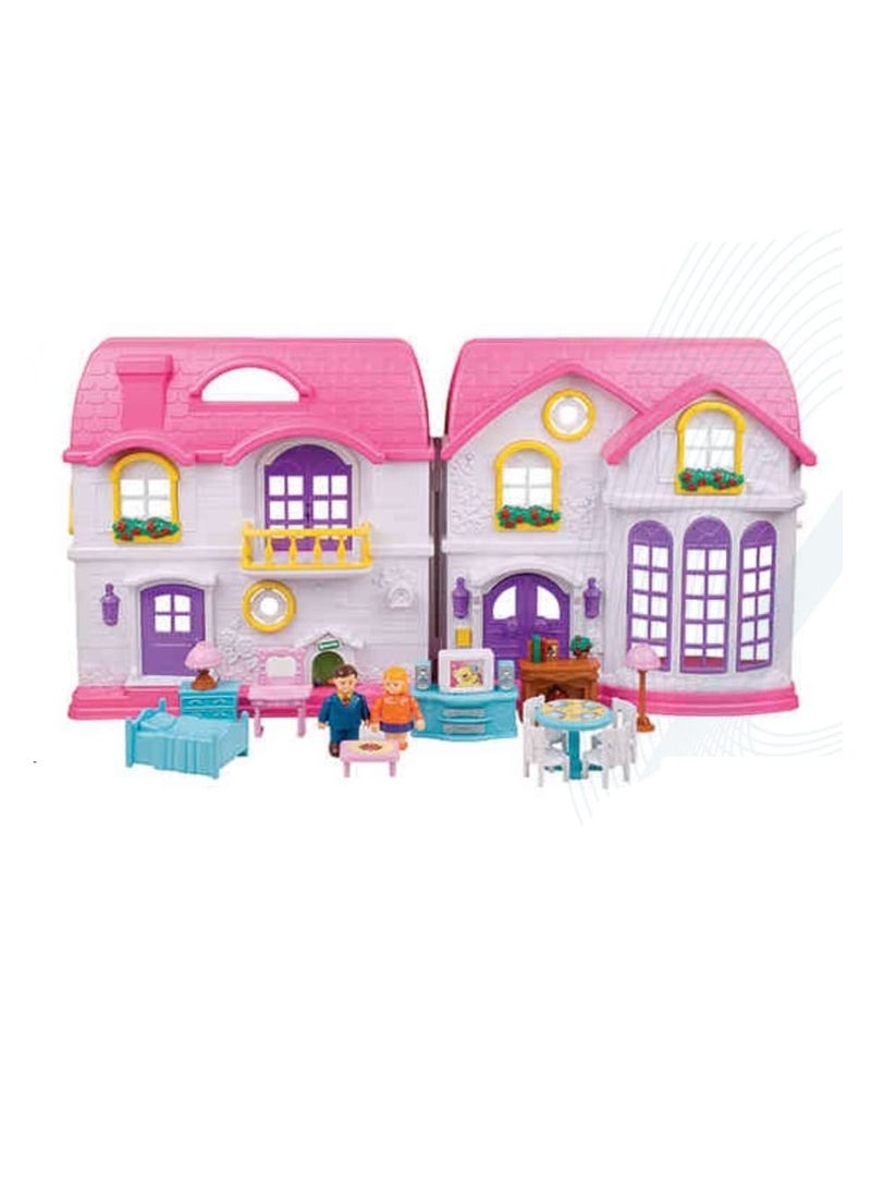 Happy Family Doll House Play Set With Furniture For Kids 