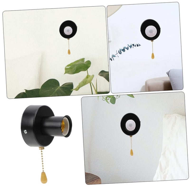 Retro Pull Chain Light Fixture Wall Mount Ceiling Lamp Base Easy Install Bead Chain - Image 4