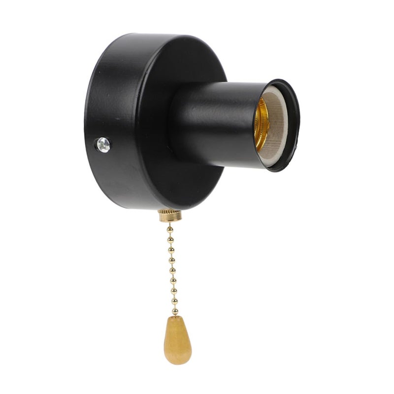 Retro Pull Chain Light Fixture Wall Mount Ceiling Lamp Base Easy Install Bead Chain - Image 2