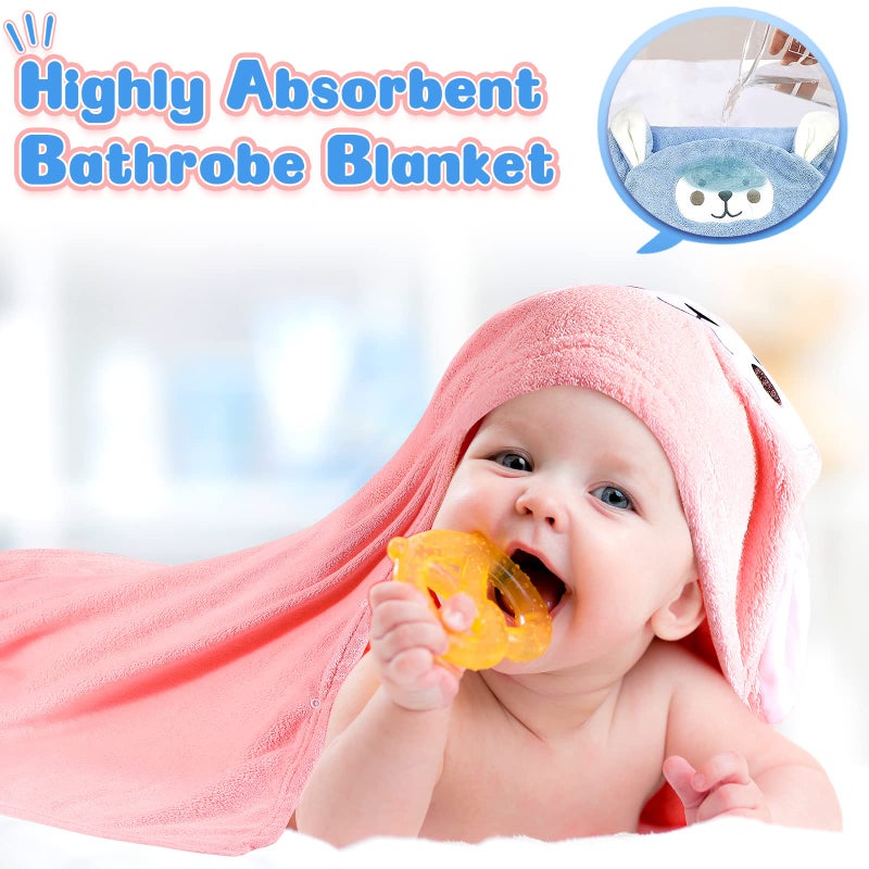 Kenning 4 Pack 28 x 55 Inch Hooded Baby Towels Toddler Bath Towel Toddler Baby Towels with Hood, Hooded Kids Bath Towel for Boy Girl 0-5 Year, Absorbent Thick Soft, Large Size, 4 Colors - Image 5