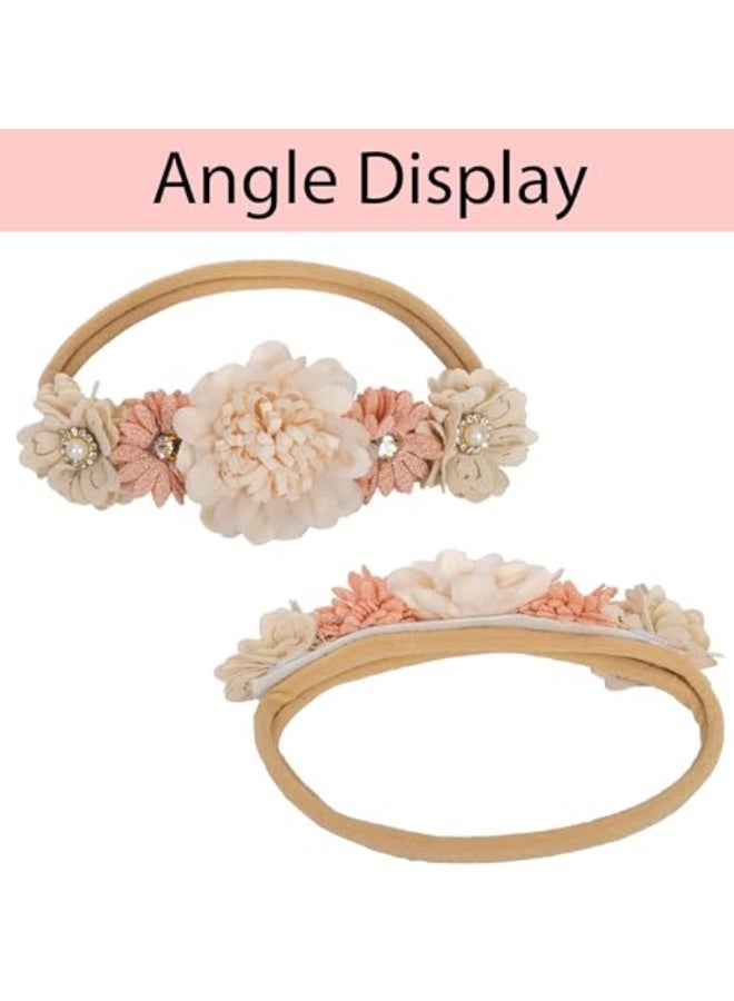 KHAJUL 3PCS Baby Headbands, Floral Baby Headbands with Soft Stretchy Design for Newborn Girls, Assorted Pastel Colors Newborn Toddler Hair Accessories, Set of 3 - Image 2