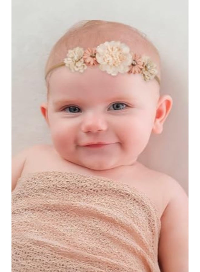 KHAJUL 3PCS Baby Headbands, Floral Baby Headbands with Soft Stretchy Design for Newborn Girls, Assorted Pastel Colors Newborn Toddler Hair Accessories, Set of 3 - Image 3