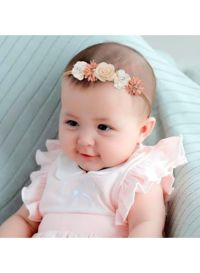 KHAJUL 3PCS Baby Headbands, Floral Baby Headbands with Soft Stretchy Design for Newborn Girls, Assorted Pastel Colors Newborn Toddler Hair Accessories, Set of 3 - Image 5