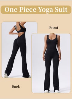 Moovant Women's Strap Yoga Romper, Hip Lift Body-tight Yoga Suit, Sports Outdoor Running One Piece Fitness Yoga Jumpsuit, Backless Playsuits, Gym Pants Workout Outfit, Black  - Image 4