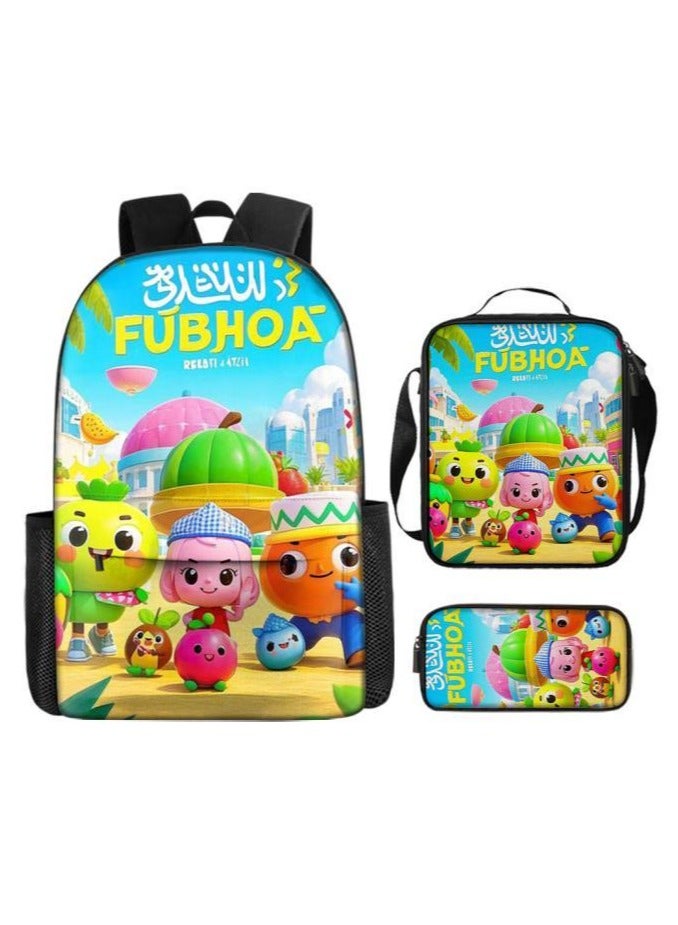 Cartoon three-piece schoolbag with front pocket - 454  - Image 1