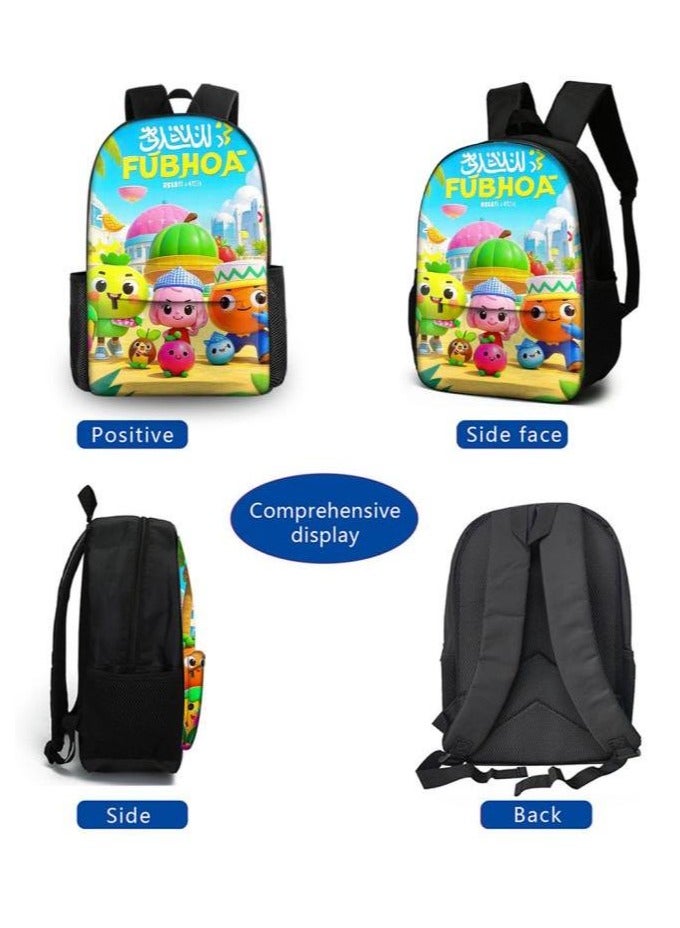 Cartoon three-piece schoolbag with front pocket - 454  - Image 3