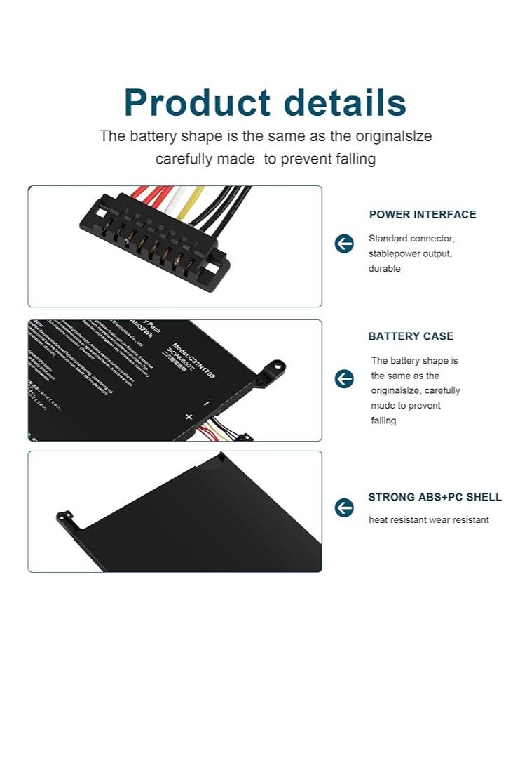 Terabyte Replacement C31N1703 Laptop Battery for Asus ZenBook Flip UX561UA UX561UN Q505UA Q525UA UX561UA-BO051T UX561UA-SB51-CB UX561UN-AX8503T UX561UN-BO013T Q55 05UA-BI5T7 Q505UA-BI5T9 Q525UA-BI7T9 Q525UA-BI7T11 - Image 2