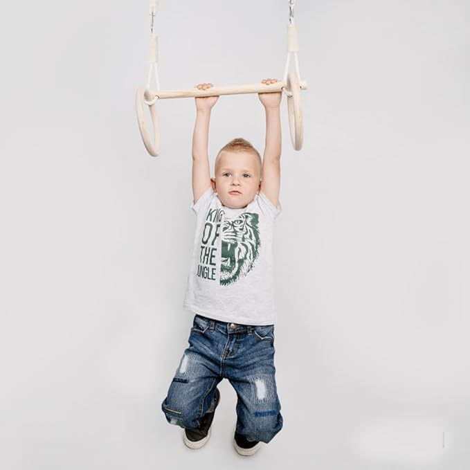 VIXERA Trapeze bar Baby Swing, Indoor Gymnastic Rings, Monkey Bars Gorilla Gym, Gymnastics Pull up Equipment for Kids, Olympic Rings and Swings for Calisthenics - Image 2