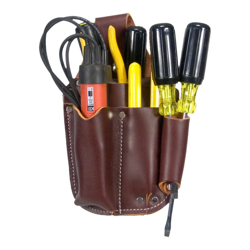 Occidental Leather Electricians Pocket Caddy Brown 5 Pockets Tool Holders Belt Compatibility Up to 2 Wide Made in USA