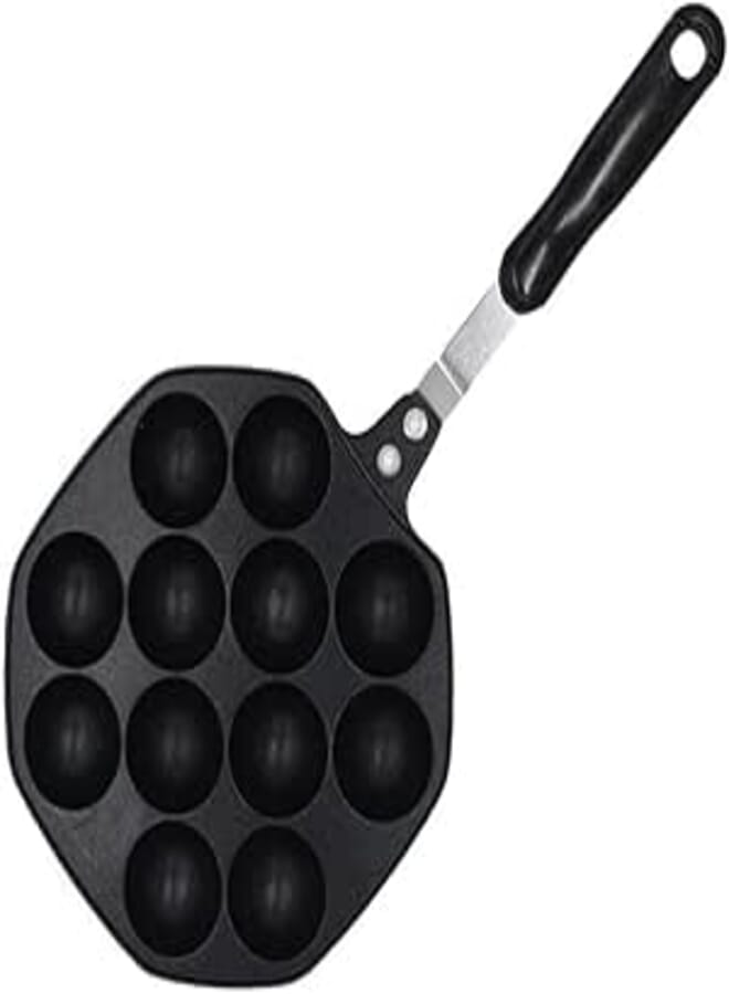 Spaceshoop 12 Hole Octopus Ball Maker, Non-Stick Pan, Making Small Balls, Baking Tray, Pancake Balls, Kitchen Cooking Tools (black)