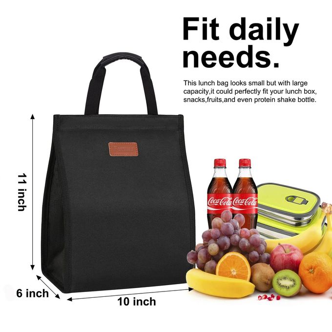 Femuar Lunch Bags for Women Insulated Reusable Lunch Tote with Internal Pocket, Adult Lunch Tote bag for Work (Black - Image 5