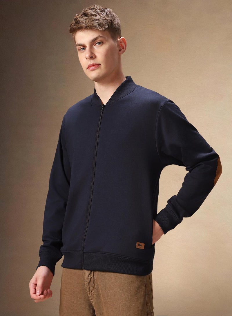 Dennis Lingo Men's Navy Polyester Blend Solid Regular Fit Sweatshirt  - Image 2