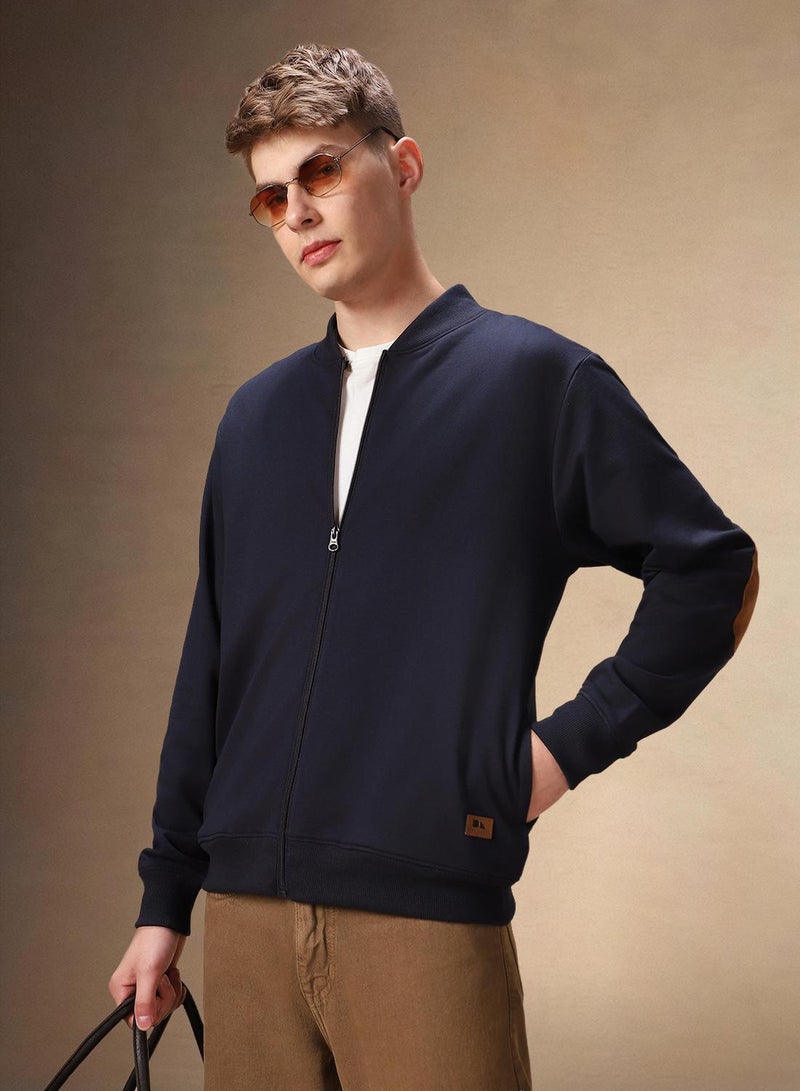 Dennis Lingo Men's Navy Polyester Blend Solid Regular Fit Sweatshirt  - Image 1
