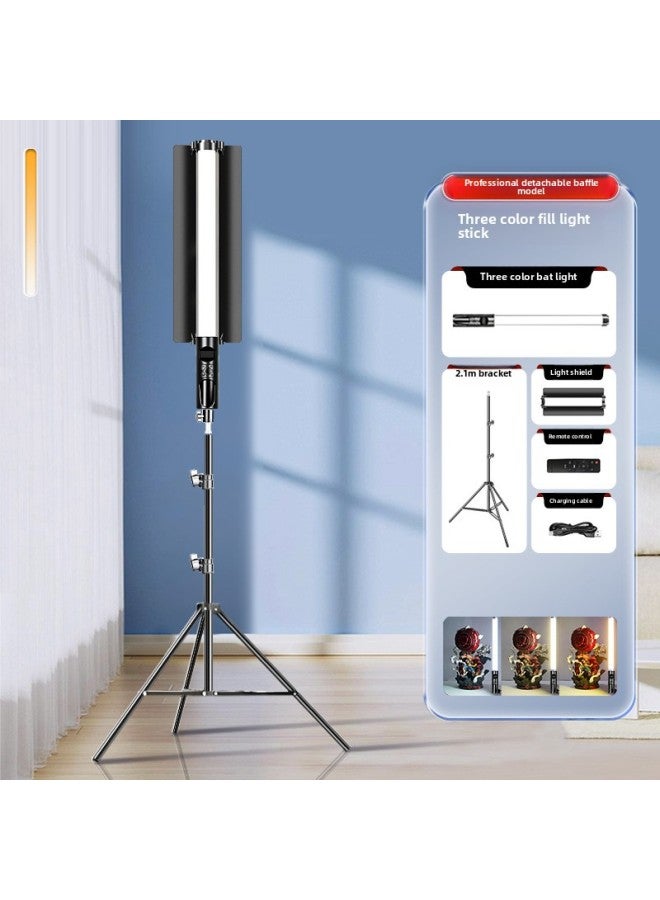 Loquat Rgb Photography Fill Light Handheld Led Fill Light Rod Outside Shot Light Indoor And Outdoor Night Scene Color Video Portable-Specifications:【lighten Up ☆ 16000lm】 Baffle·three-color Fill Light Stick + 2m Light Stand + Remote Control - Image 1
