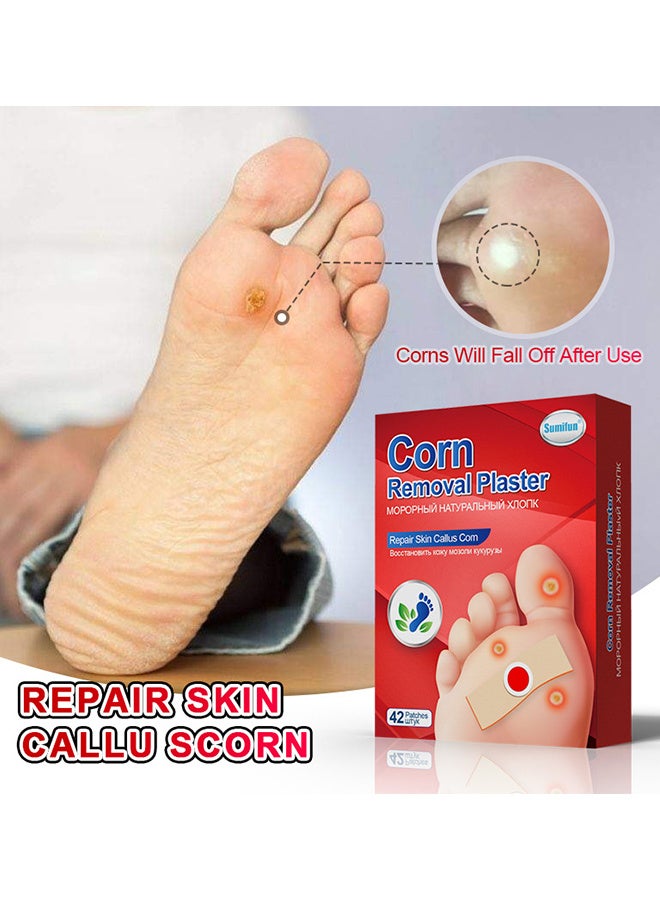 Sumifun 42 Packs Corn Removal Plaster, Foot Ding Plantar Wart Foot Cocoon Cream, Gentle And Painless Corn Care Mat, Effective Treatment For Corns, Calluses, And Dead Skin - Image 2