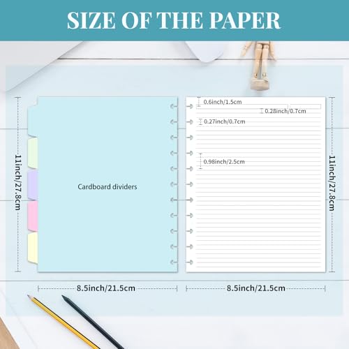 Billtigif Discbound Refill Paper, Disc Paper Refill for Note-Taking System Discbound Planner Inserts with 240 Pages, 5 Sheets Dividers,White Paper Refill, Letter Size 8.5" x 11 " - Image 2