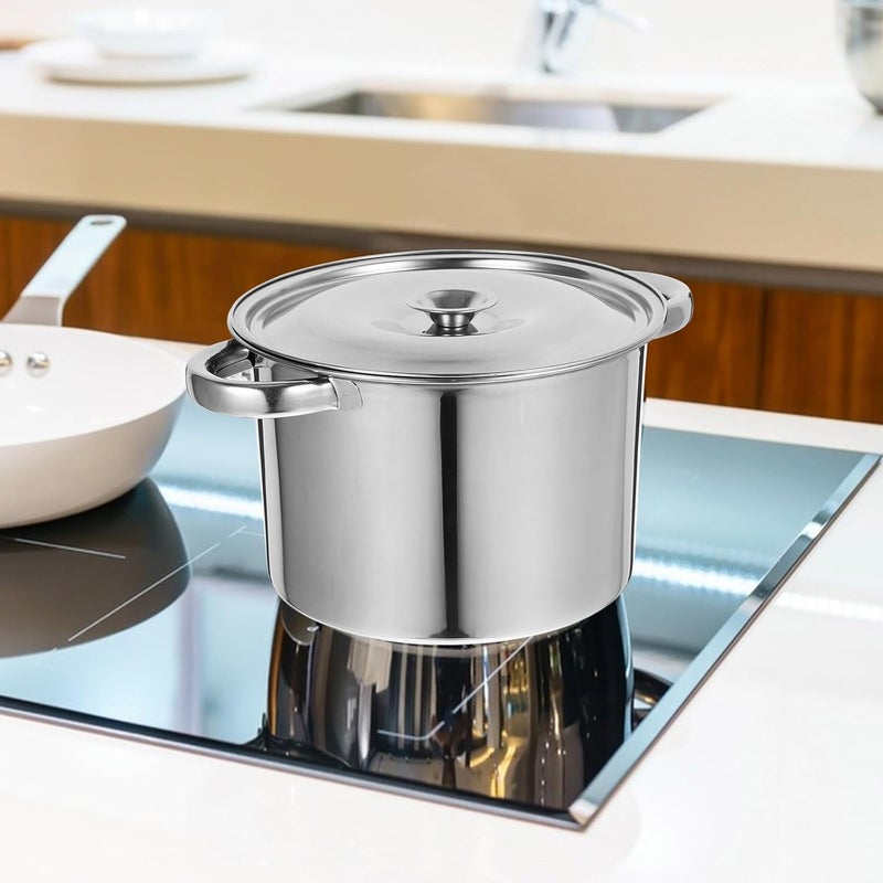 Homoyoyo Thickened 20cm Stainless Steel Soup Cooking Pot with Lid, 3.0mm Heavy-duty Stockpot for Home Kitchen, Multifunctional Oil and Rice Storage Bucket - Image 4