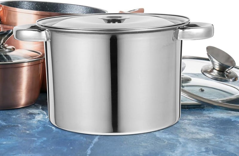 Homoyoyo Thickened 20cm Stainless Steel Soup Cooking Pot with Lid, 3.0mm Heavy-duty Stockpot for Home Kitchen, Multifunctional Oil and Rice Storage Bucket - Image 5