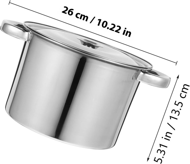 Homoyoyo Thickened 20cm Stainless Steel Soup Cooking Pot with Lid, 3.0mm Heavy-duty Stockpot for Home Kitchen, Multifunctional Oil and Rice Storage Bucket - Image 2