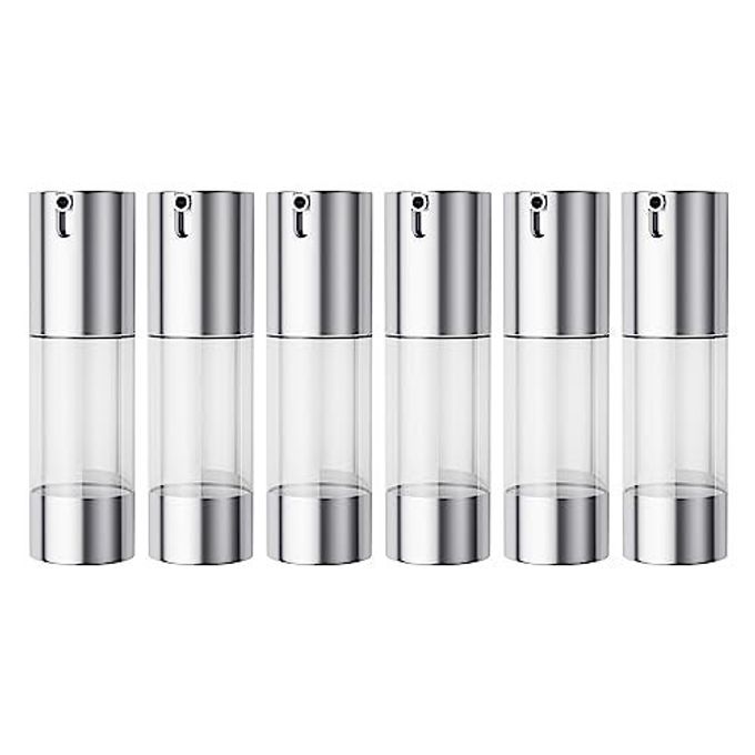 LONGWAY Silver Airless Cosmetic Cream Pump Bottle Travel Size Dispenser Refillable Containers1oz/30ml,pack of 6 - Image 4