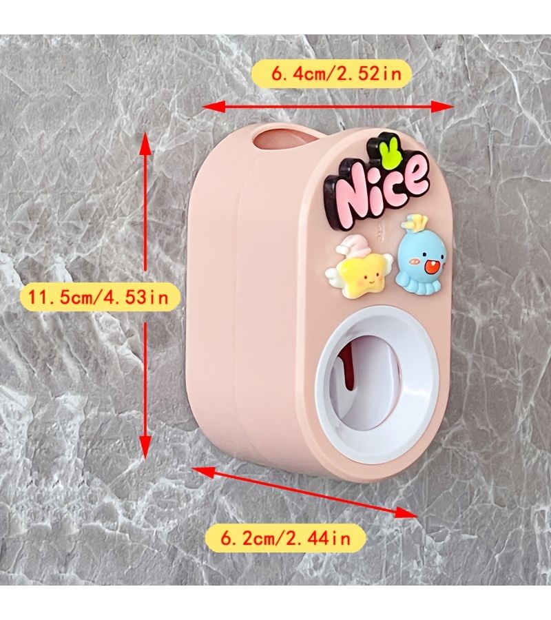Pink Toothpaste Squeezer Wall Mounted No Drilling Holder Dispenser - Image 2